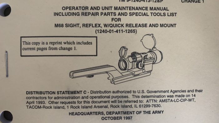 M68 Reflex Sight Operators Manual - 1997