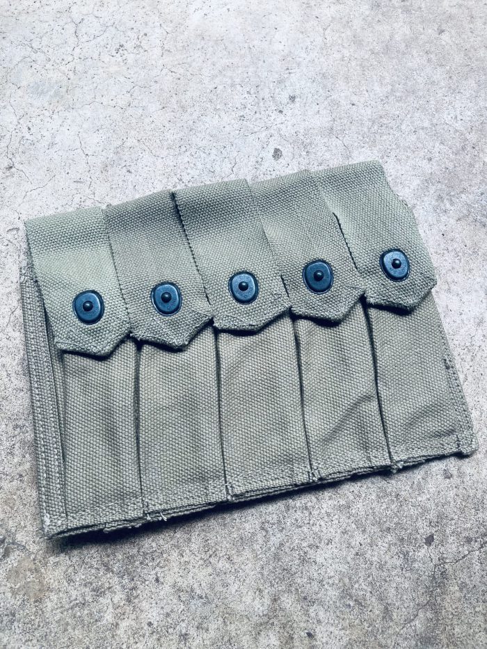 US WWII, THOMPSON 5 POCKET MAGAZINE POUCH, AMERICAN LEATHER PRODUCTS CORP 1942, NEW OLD STOCK