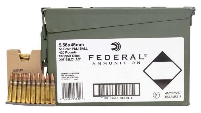 Federal, 5.56, XM193, 55gr FMJ, with Ammo Can 420 Rounds