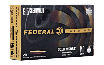Federal, Gold Medal, 6.5 Creedmoor, 140 Grain, Berger Hybrid Target, 20 Round Box