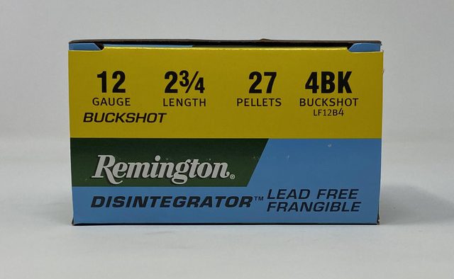 Remington, 12 Gauge, 2-3/4", 27 Pellet, #4 Buckshot, Lead Free Frangible, 25 Rounds
