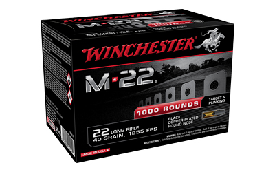 Winchester, M22, 22LR, 40gr, Copper Plated Round Nose, 1000rd, (2)-500 Round Boxes In 1 Pack