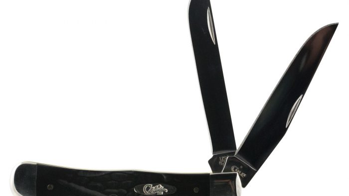 Case 18221 Trapper  3.25"/3.27" Folding Clip Point/Spey Plain Mirror Polished Tru-Sharp SS Blade Rough Black Jigged Synthetic Handle