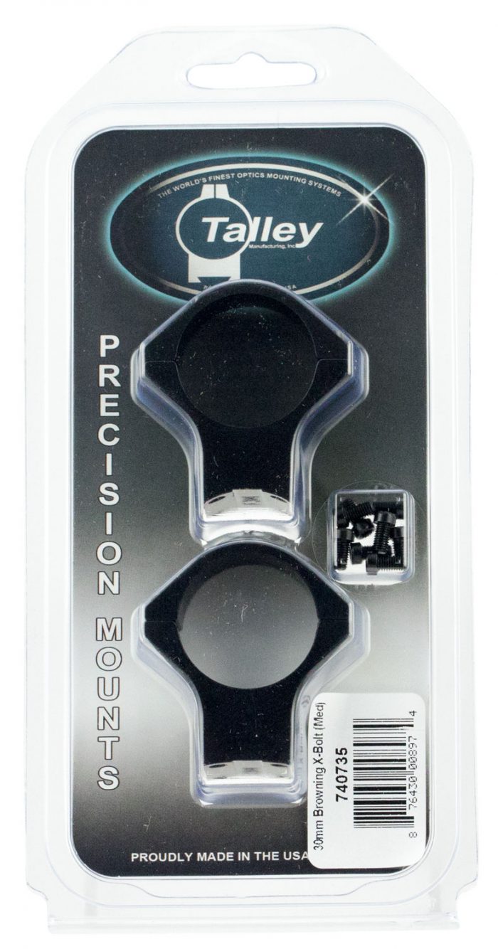 Talley 740735 Scope Mount/Ring Combo  Black Anodized 30mm Tube Fits X-Bolt Medium Rings