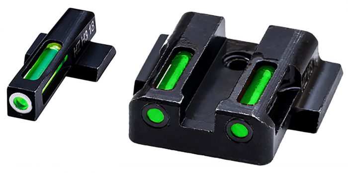 HiViz MPSN321 LiteWave H3 Sight Set for S&W Shield Green Tritium White Outline Front Sight-Green Fiber Optic Rear Sight