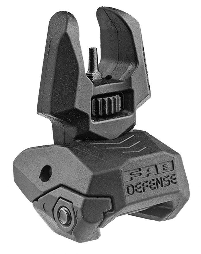 FAB Defense FXFBS Front Back-Up Sight  for AR-15/ M16/ M4 Low Folded Profile Spring-Locked Deployment Black Polymer & Metal
