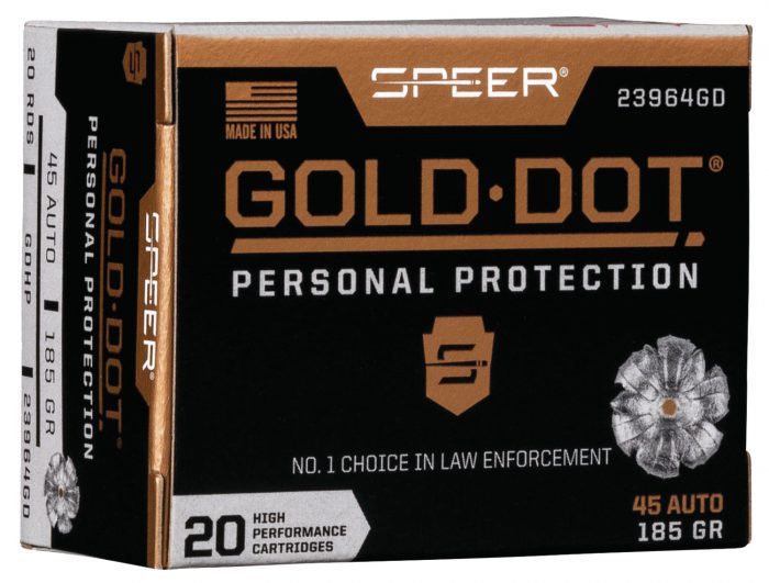 Speer 23964GD Gold Dot Personal Protection 45ACP 185gr Hollow Point 20 Per Box/10 Case