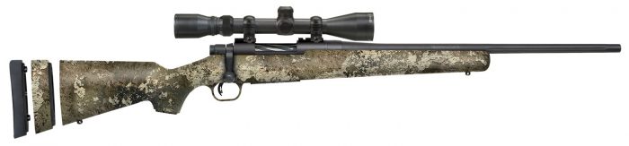 Mossberg 28065 Patriot Super Bantam 243 Win Caliber with 5+1 Capacity, 20" Fluted Barrel, Blued Metal Finish & TrueTimber Strata Synthetic Stock Right Hand (Youth) Includes 3-9x40mm Scope