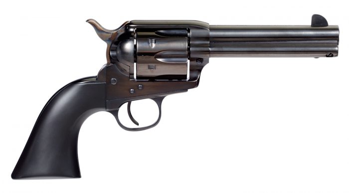 Taylors & Company 555161 Devil Anse  45 Colt (LC) Caliber with 4.75" Blued Finish Barrel, 6rd Capacity Blued Finish Cylinder, Color Case Hardened Finish Steel Frame & Matte Black Wood Grip