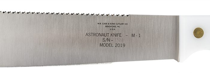 Case 12019 Astronaut M-1 Commemorative 11.75" Fixed Machete Plain/Saw As-Ground High Carbon Steel Blade/Smooth White Synthetic Handle