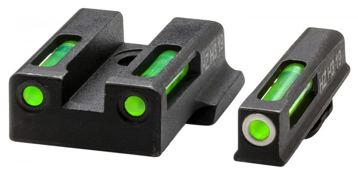 HiViz EZN321 LiteWave H3 Sight Set for S&W EZ380 Green Tritium White Outline Front Sight-Green Fiber Optic Rear Sight