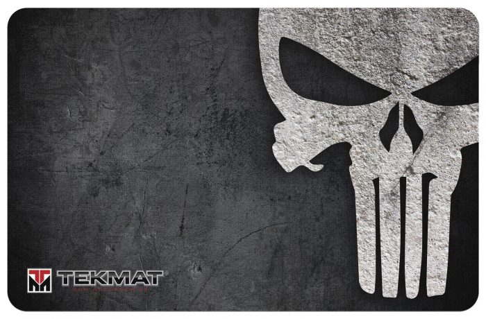 TekMat TEKR17PUNISHER Punisher Grunge Cleaning Mat Black/White Rubber 11"x17" Punisher Skull