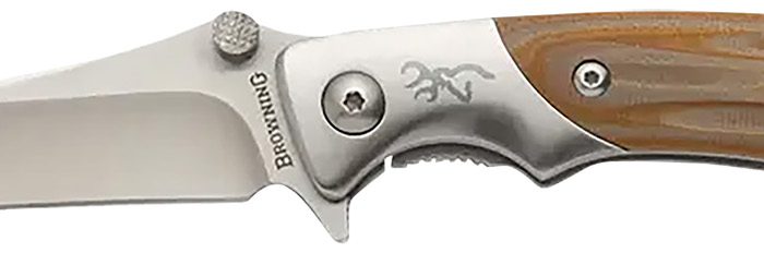 Browning 3220330 Wicked Wing  3.50" Folding Trailing Point Plain Satin 7Cr17MoV SS Blade Amber/Satin G10/SS Handle Includes Pocket Clip