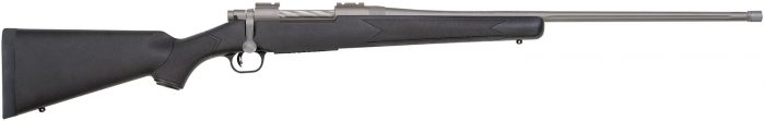 Mossberg 28135 Patriot  Full Size 300 Win Mag 3+1 24" Stainless Cerakote Fluted Barrel, Stainless Cerakote Receiver Drilled & Tapped, Black Fixed Synthetic Stock, Right Hand