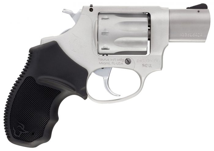 Taurus 2942029UL 942 Ultra-Lite 22 LR 8rd 2" Matte Stainless Finish Barrel, Matte Stainless Finish Cylinder, Stainless Anodized Finish Aluminum Frame & Finger Grooved Black Polymer Grip