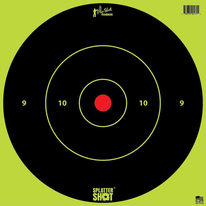 Pro-Shot 12BGREENTG12PK SplatterShot  12" Bullseye Hanging Heavy Paper Black/Red Impact Enhancement Yes White 12 PK