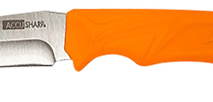 AccuSharp 729C Gut Hook  3.50" Fixed Gut Hook Plain Stainless Steel Blade/Blaze Orange Rubber Handle Includes Belt Carry Pouch