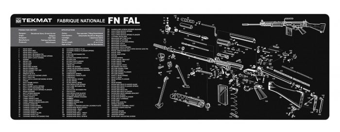 TekMat TEKR36FNFAL FN-FAL Cleaning Mat Black/White Rubber 12"x36" FN-FAL Parts Diagram