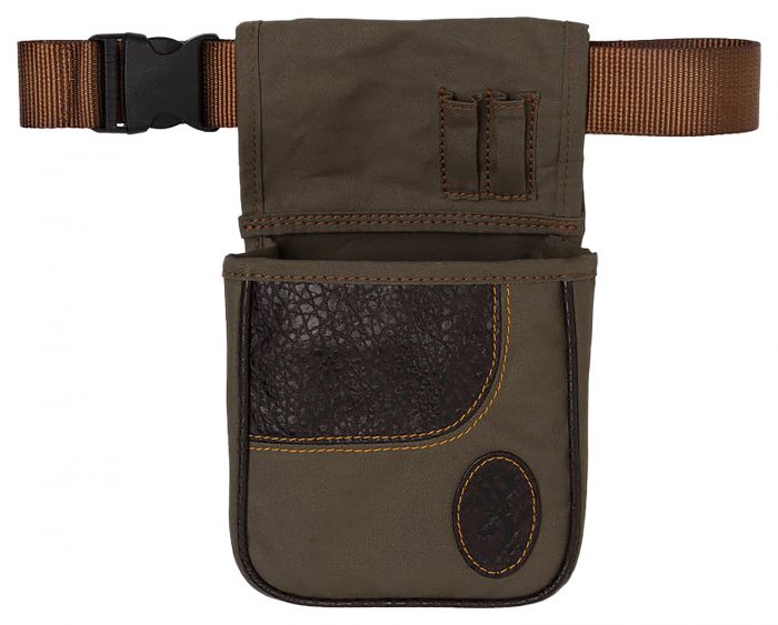 Browning 121504843 Laredo Shell Pouch Olive Canvas/Leather Belt Mount