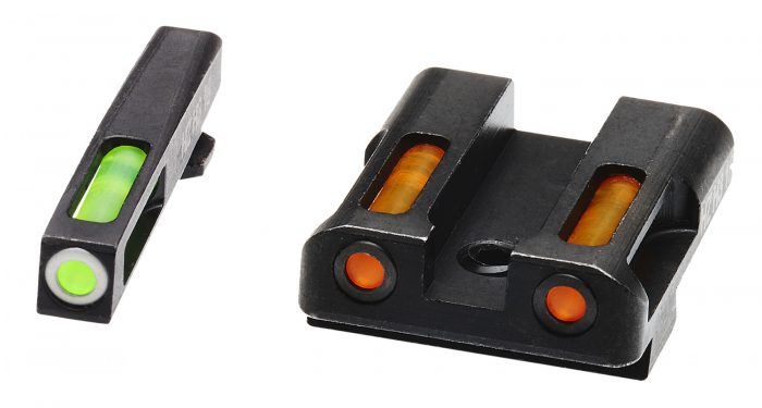 HiViz GLN425 LiteWave H3 Sight Set for Glock Green Tritium White Outline Front Sight-Orange Fiber Optic Rear Sight