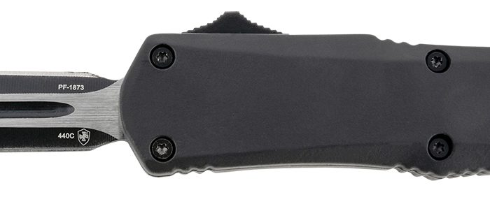 Templar Knife SBR131 Gen II  Small 2.69" OTF Dagger Plain Black Oxide Stonewashed 440C SS Blade, 4.31" Black Aluminum/Rubber Handle, Glass Breaker
