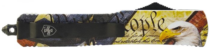 Templar Knife SEG332 Gen II Eagle Small 2.69" OTF Drop Point Plain Powder Coated 440C SS Blade, 4.31" Eagle w/"We The People" Aluminum Handle, Glass Breaker