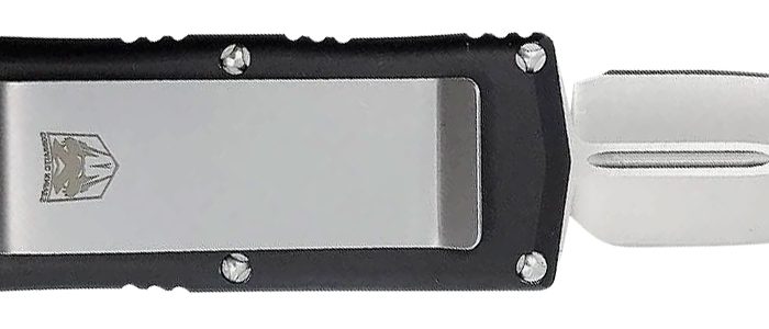 CobraTec Knives BLKOTFMC Money Clip  1.75" OTF Plain D2 Steel Blade/Black Aluminum Handle Includes Pocket Clip