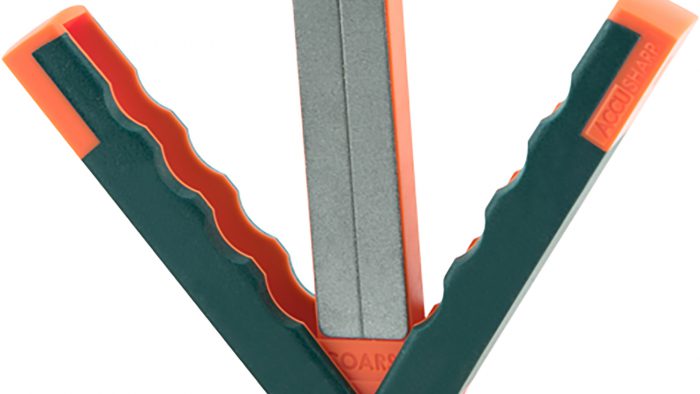 AccuSharp 077C Paddle Sharpener Folding Fine, Coarse Diamond Sharpener Gray/Orange Overmolded Rubber Handle