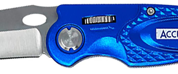 AccuSharp 701C Sport  3" Folding Plain Stainless Steel Blade/Blue Anodized Aluminum Handle Includes Belt Clip