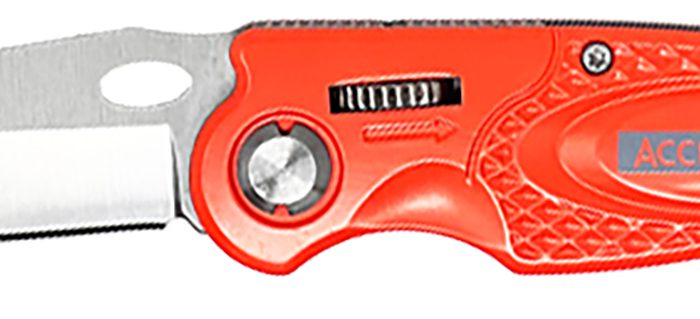 AccuSharp 709C Sport  3" Folding Plain Stainless Steel Blade/Blaze Orange Anodized Aluminum Handle Includes Belt Clip