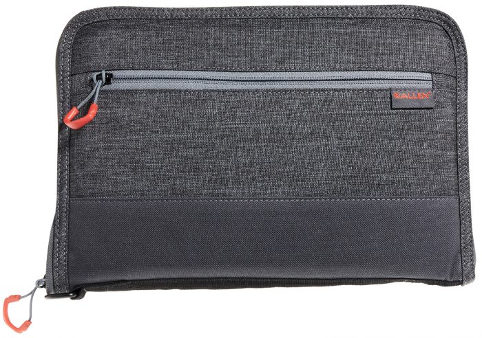 Allen 7757 Auto-Fit 2.0 Deluxe Handgun Case Gray w/Red Accents, Foam Padding, Knit Interior, Exterior Pocket  Finish for Most Full-Size Semi-Autos 11" L
