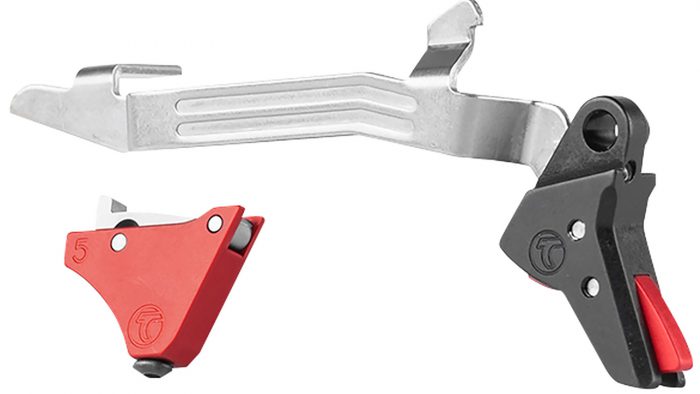 Timney Triggers ALPHAGLOCK5 Alpha Competition 9mm Luger/40 S&W/22 LR, Red Straight Trigger, Compatible w/Glock Gen5 & Glock 44