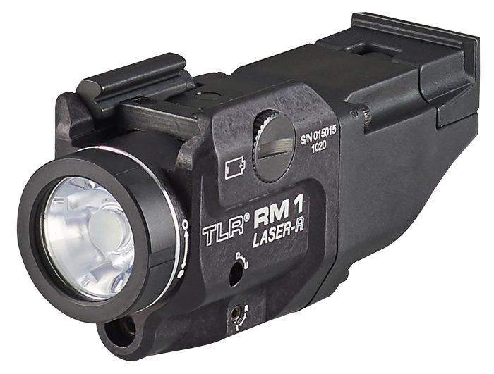 Streamlight 69446 TLR-1 RM w/Laser Black Anodized Aluminum,  500 Lumens White LED Bulb/Red Laser, 210 Meters Beam, Picatinny Rail Mount