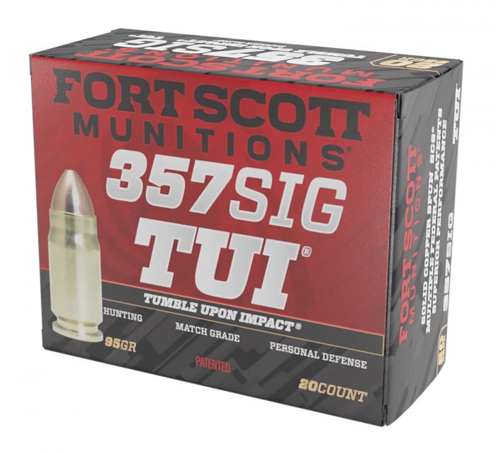 Fort Scott Munitions 357SIG095SCV Tumble Upon Impact (TUI)  357Sig 95gr Solid Copper Spun 20 Per Box/25 Case