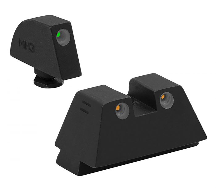 Meprolight USA 102243391 Tru-Dot  Green Tritium White Outline Front Sight-Orange Tritium White Outline Rear Sight Glock 17/17L/19/22/23
