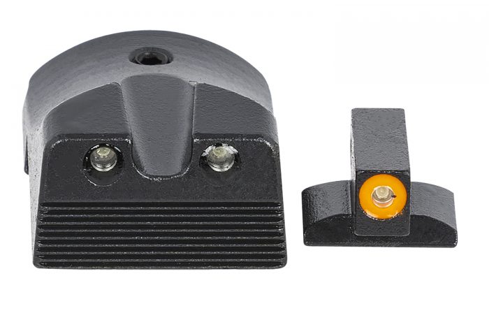 Meprolight USA 412183131 Hyper-Bright  Green Tritium Orange Outline Front Sight-Green Tritium Black Outline Rear Sight Kimber 1911 Slant