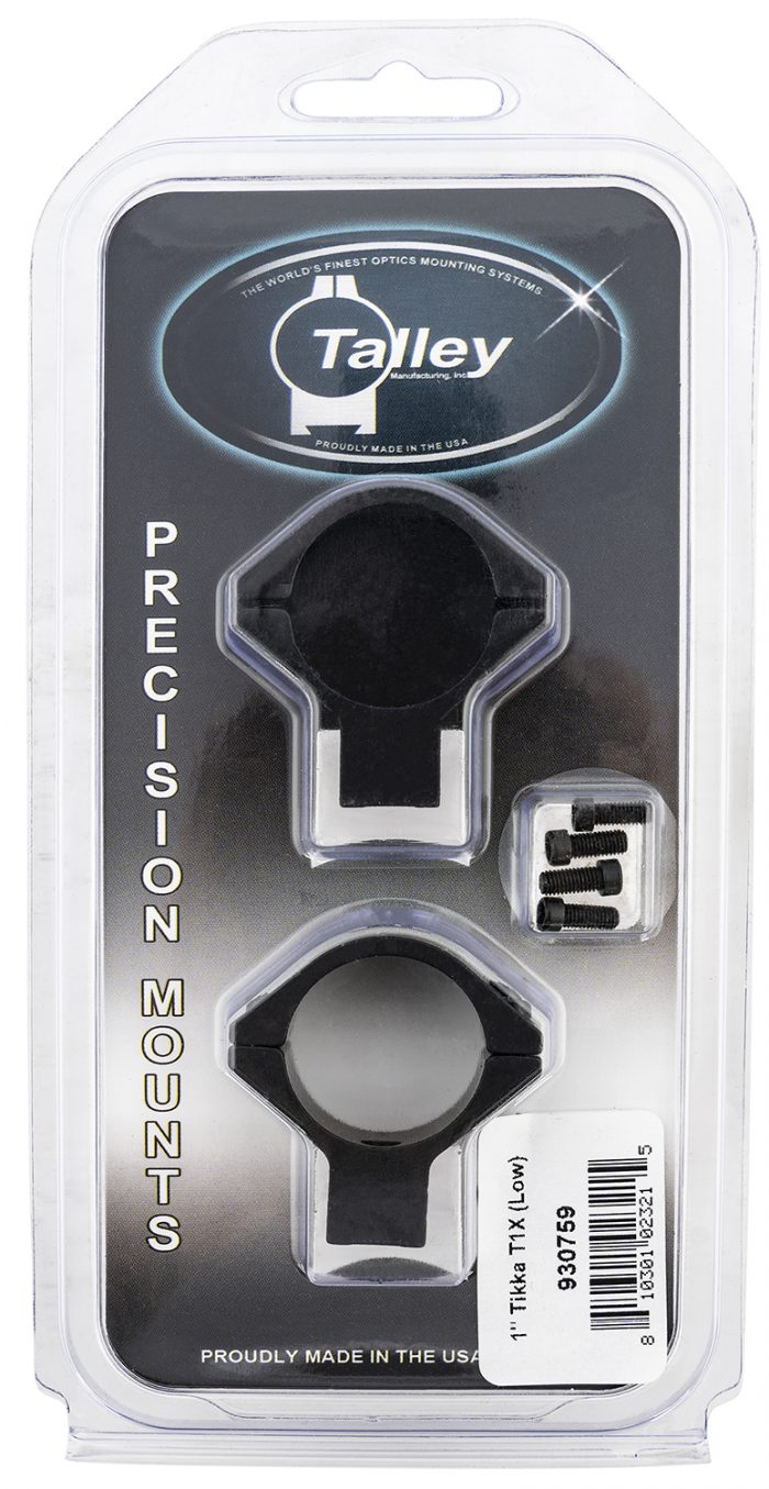 Talley 930759 Scope Mount/Ring Combo  Black Anodized Aluminum 1" Tube Tikka T1/T1X Low Rings 0 MOA