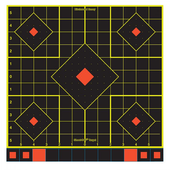 Birchwood Casey 34211 Shoot-N-C Sight-In Self-Adhesive Paper Black/Yellow/Red 12" 5-Diamond 100 Pack