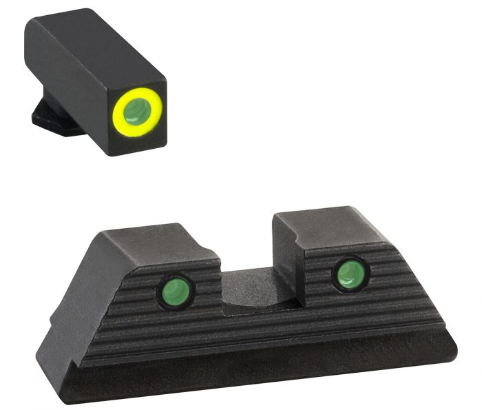 AmeriGlo GL821 Trooper Sight Set for Glock  Green Tritium LumiGreen Outline Front Sight-Green Tritium Black Outline Rear Sight