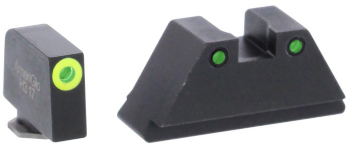 AmeriGlo GL252 Optic Compatible Sight Set for Glock  XL Tall Green Tritium LumiGreen Outline Front Sight-Green Tritium Black Outline Rear Sight