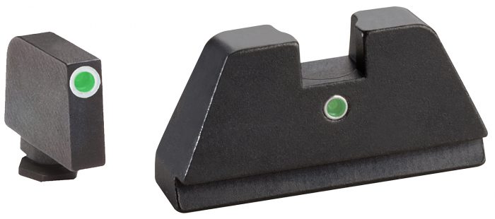 AmeriGlo GL191 Optic Compatible Sight Set for Glock  XL Tall Green Tritium White Outline Front Sight-Green Tritium  Rear Sight