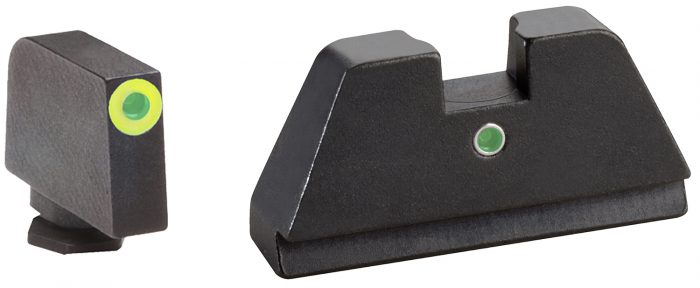 AmeriGlo GL391 Optic Compatible Sight Set for Glock  XL Tall Green Tritium LumiGreen Outline Front Sight-Green Tritium  Rear Sight