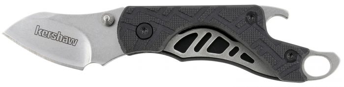 Kershaw 1025X Cinder  1.40" Folding Drop Point Plain Stonewashed 3Cr13MoV SS Blade Black Glass-Filled Nylon Handle Includes Key Ring