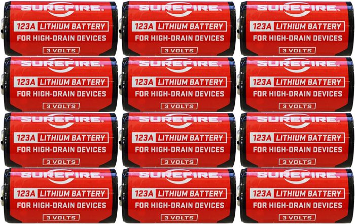 SureFire SF12ABBCS 123A Batteries  Red/Black 3.0 Volts 1,550 mAh (12) Single Package Clamshell