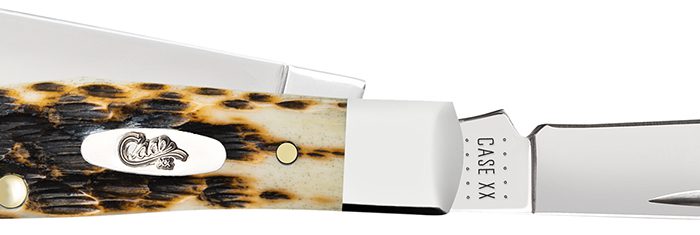 Case 00079 Stockman  Medium 2.57"/1.88"/1.76" Folding Clip/Sheepsfoot/Pen Plain Mirror Polished Chrome Vanadium Steel Blade/Peach Seed Jigged Amber Bone Handle