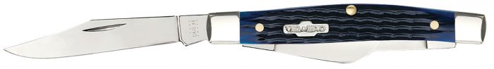 Case 02806 Stockman  Medium 2.42"/1.58"/1.57" Folding Clip/Sheepsfoot/Pen Plain Mirror Polished Tru-Sharp SS Blade/Rogers Corn Cob Jigged Blue Bone Handle