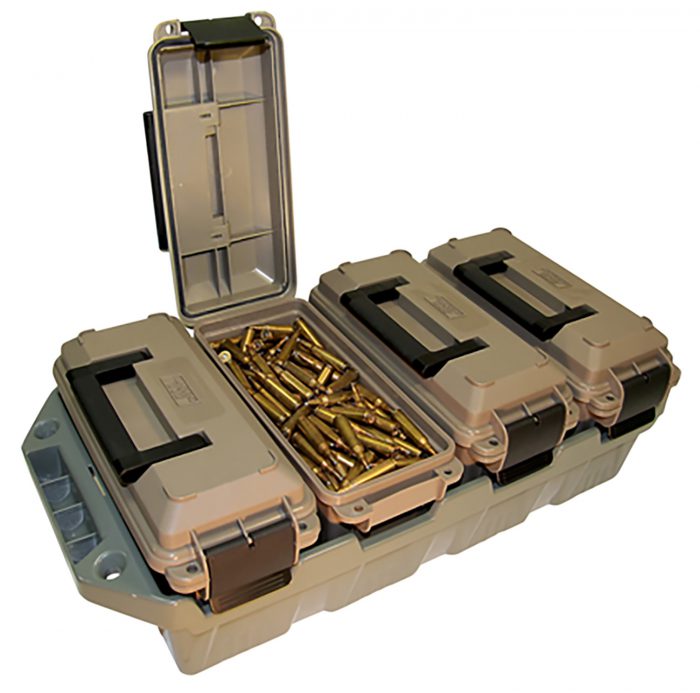 MTM Case-Gard AC4C 4-Can Ammo Crate  30Cal Dark Earth/Army Green Polypropylene