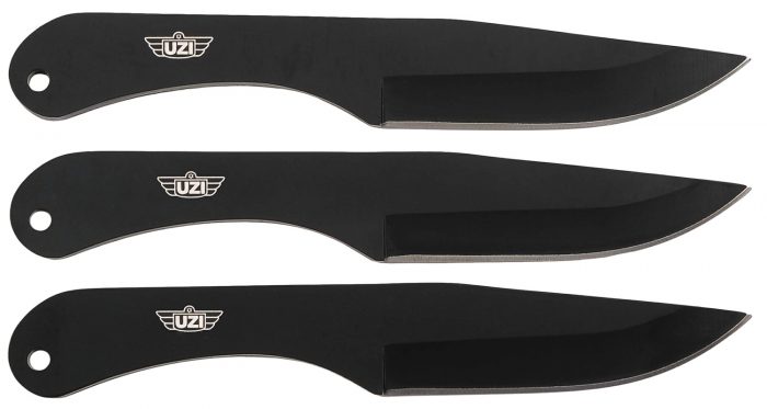 Uzi Accessories UZKTRW004 Throwing Knives IV Three, 8.25" Plain Black Stainless Steel