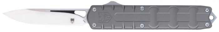 CobraTec Knives CTEGRYM390DNS Enforcer  3.25" OTF Drop Point Plain M390 Steel Blade/Gray Aluminum Handle