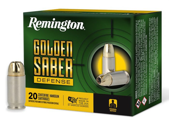 Remington Ammunition 27605 Golden Saber Defense 380ACP 102gr Brass Jacketed Hollow Point 20 Per Box/25 Case